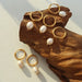 Retro Freshwater Pearl Ring Earrings in 18K Gold Plated Titanium Steel