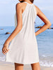 Eyelet Mini Dress With Grecian Neckline And Ruffled Detailing For Women