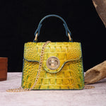 Classic Crocodile Embossed Handbag with Crossbody Strap and Spacious Women's Satchel Purse Design