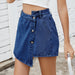 Women’s Irregular Button-Up Denim Skirt Pants for Casual and Streetwear Style