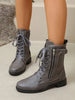 Women's PU Leather Lace-Up Combat Boots for Everyday Streetwear