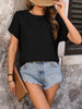 Women’s Short Sleeve Blouse with Classic Round Neckline