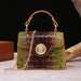 Classic Crocodile Embossed Handbag with Crossbody Strap and Spacious Women's Satchel Purse Design