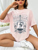 Casual Women’s Graphic Guitar Print T-Shirt With Half Sleeves And Round Neck