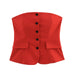 Women's Strapless Buckle Top & Pleated Wide-Leg Pants Set – Slim Fit Two-Piece