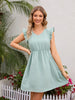 Women’s Swiss Dot Patterned Ruffled V-Neck Summer Casual Dress