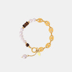 Freshwater Pearl and Tiger Eye Stone 'Pig Nose' Bracelet