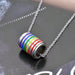 Colorful Circle Pendant Necklace - Silver Chain Jewelry with Titanium Steel Design