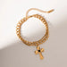 Stainless Steel Cross Pendant Bracelet with Imitation Gemstone