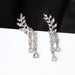 Sweet Sparkling Diamond Pop Leaf Tassel Crystal Droplet Earrings Jewelry