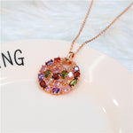 Elegant Mona Lisa-Inspired Colored Zircon Moon Pendant Necklace