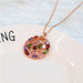 Elegant Mona Lisa-Inspired Colored Zircon Moon Pendant Necklace