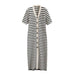 Women Striped Knit Long Dress Short Sleeve Vintage Causal Elegant Slim Dress