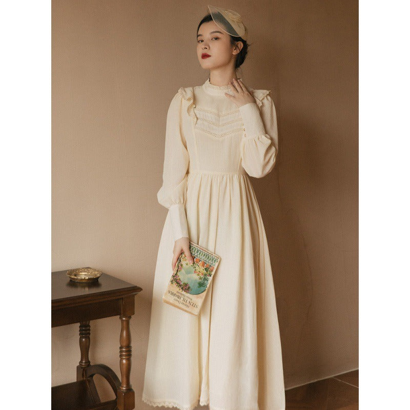 french retro dress French Retro A-line Short Sleeve Square Neck White Casual Dress