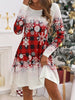 Snowflake Plaid Round Neck Long Sleeve Dress For Women’s Winter Wardrobe