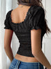 Women’s One-Shoulder Lace Slim Top with Hollow-Out Design and Navel Exposure for Evening Wear
