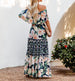 One-Shoulder Printed Long-Hem Maxi Dress for Women – European and American Style