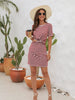 Stylish Women’s Cutout Striped Round Neck Dress with Short Sleeves