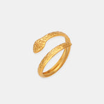 Titanium Steel Snake Shape Bypass Ring for Women’s Bold Fashion Style