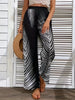 Fashion Striped Leaf Printed Wide Leg Pants for Women’s Relaxed Chic Style