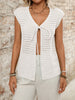 Hollow Out Short Sleeve Lace-Up Vacation Cardigan for Women