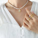 French Baroque Pearl & Shell Necklace – Oval Pendant with Zircon Inlay