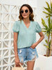 Elegant V-Neck Women’s Blouse With Dot Lace Detail For Effortless Feminine Style