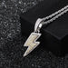 Retro Lightning Pendant Necklace - Zircon Men's Hip Hop Jewelry