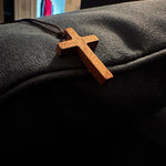 Wooden Cross Pendant Necklace for Women – Walnut & Coffee Solid Wood