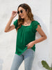 Stylish Square Neck Ruffled Cap Sleeve Blouse For Women With Casual Elegant Flair
