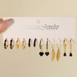Heart Leaf Butterfly Earrings Jewelry Women's 6-Piece Earrings Set
