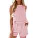 Striped Sleeveless Vest and Shorts Two-Piece Casual Set for Women