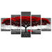 Red Tree Landscape Canvas – 5-Piece Wall Art Set