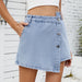 Women’s Irregular Button-Up Denim Skirt Pants for Casual and Streetwear Style