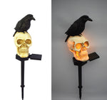 Halloween Outdoor Solar Garden Light Resin Skull Crow Decorative Light