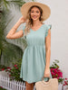 Women’s Swiss Dot Patterned Ruffled V-Neck Summer Casual Dress