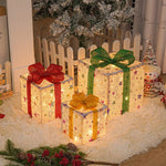 Festive Christmas Gift Box Set of 3 Decorative Indoor Lights for Holidays