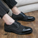 British Style Striped Leather Business Shoes For Men With Breathable Design