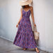 Purple V-Neck Sleeveless Maxi Dress – Tie-Back Camisole Dress