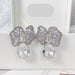 Fashionable colored zirconium petals light luxury earrings