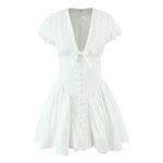 Women’s Lace Patchwork Midi Dress with Tie Waist and Elegant Detailing