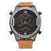 Men’s Sports Watch - Quartz Analog-Digital Wristwatch with Leather Strap