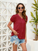 Elegant V-Neck Women’s Blouse With Dot Lace Detail For Effortless Feminine Style