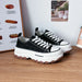 Women’s Lace-Up Canvas Platform Sneakers with Elevated Comfort Sole