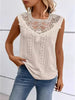 Women's Elegant Lace Detailed Eyelet Tank Top for Summer Outfits and Casual Wear