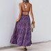 Purple V-Neck Sleeveless Maxi Dress – Tie-Back Camisole Dress