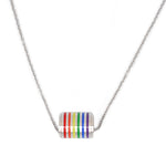 Colorful Circle Pendant Necklace - Silver Chain Jewelry with Titanium Steel Design