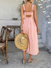Women's Solid Color High-Waisted Sleeveless Vacation Cami Maxi Dress