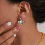 Synthetic Pearl Flower Earrings – Titanium Steel Design for Women