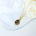 Women's Geometric Star Pendant Necklace in Titanium Steel with Enamel